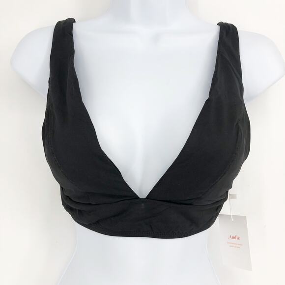 ANDIE SWIM Women's Belize Bikini Top Medium Black Plunge V Neck Swimwear NWT - Picture 4 of 11